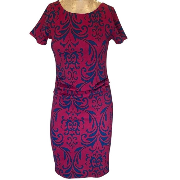 PinkBlush Fitted Maternity Short Sleeve Dress S Burgundy #287K - Picture 2 of 8